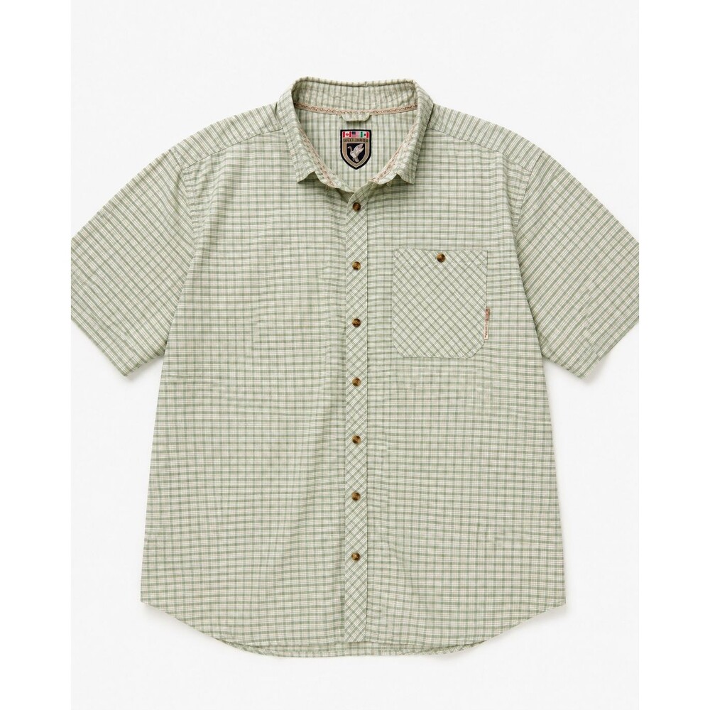 Ducks Unlimited Drake Waterfowl Men’s 3XL Green Plaid Short Sleeve Button Up Shi
